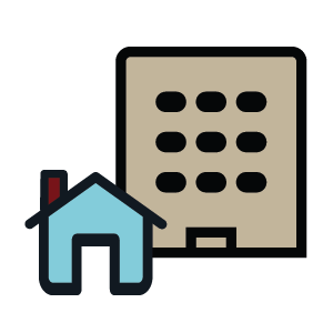 Highrise and single-family home