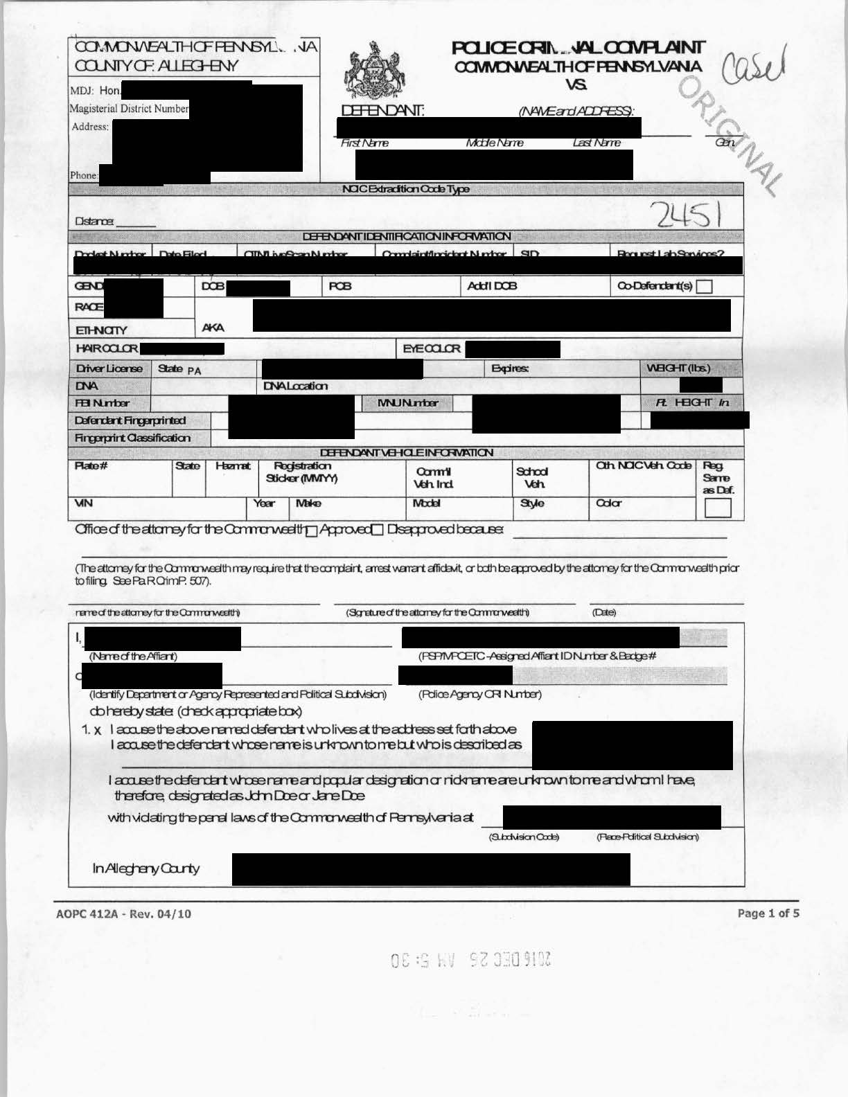 MDJ - Criminal Complaint