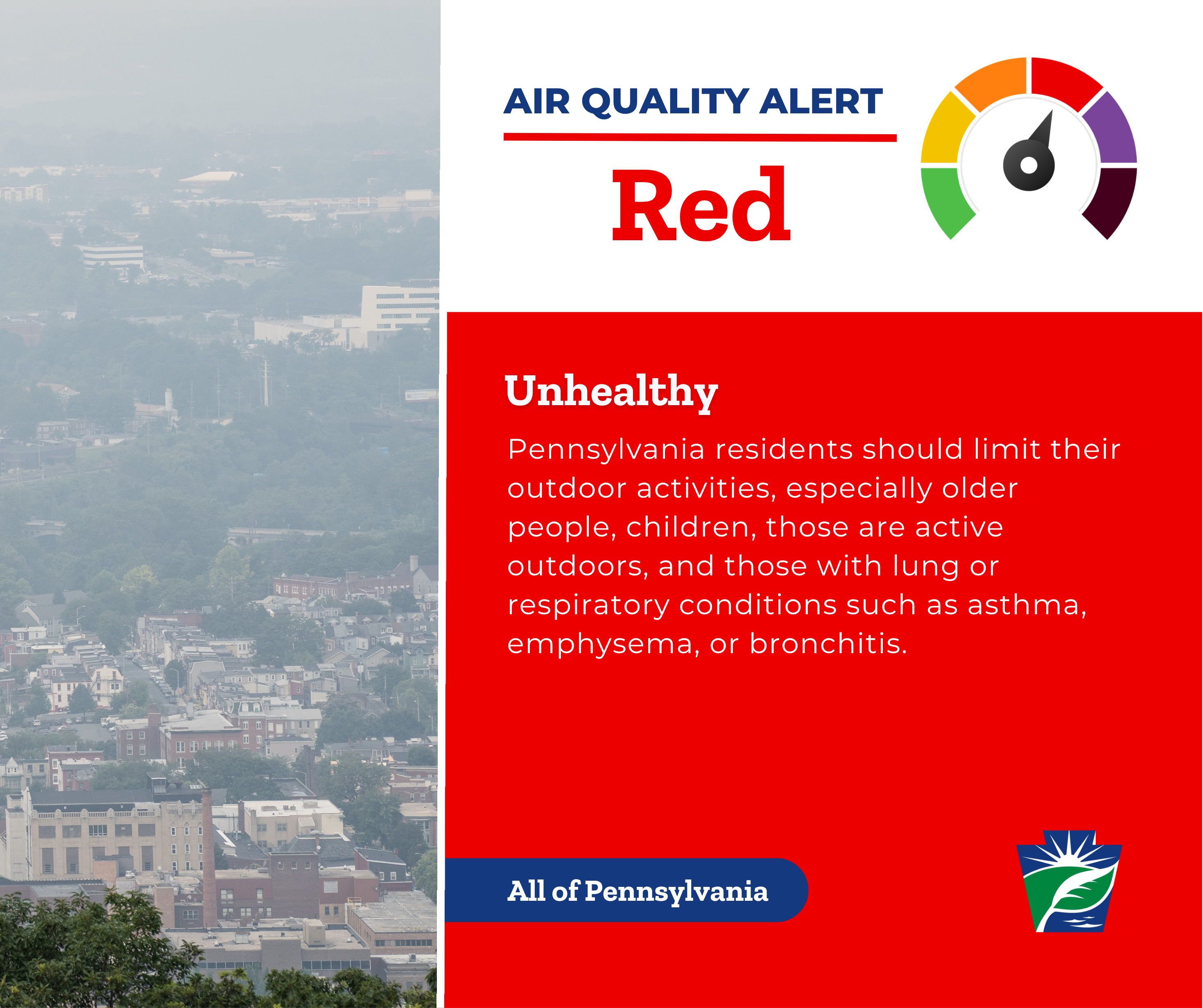 DEP Declares Statewide Code Red Air Quality Alert for Thursday, July 16 ...