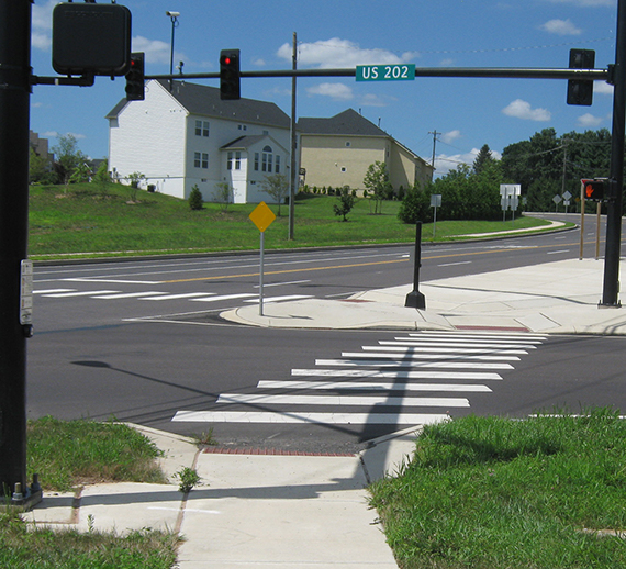 Suburban traffic light.