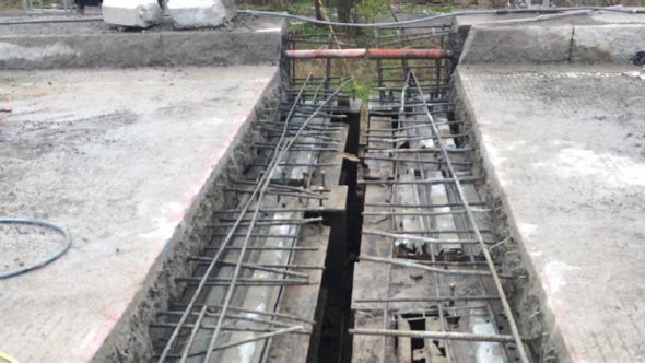 Removing old deck joints.