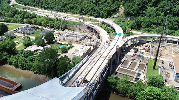 unmanned aerial system picture of a construction zone
