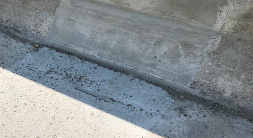Bridge deck joint close-up.