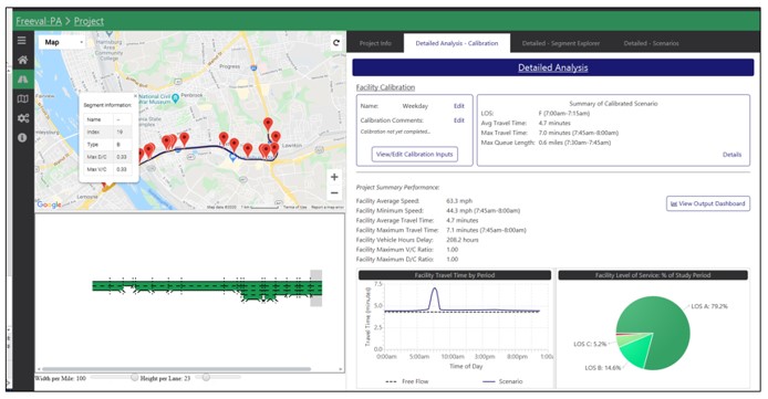Software screenshot showing mapped road