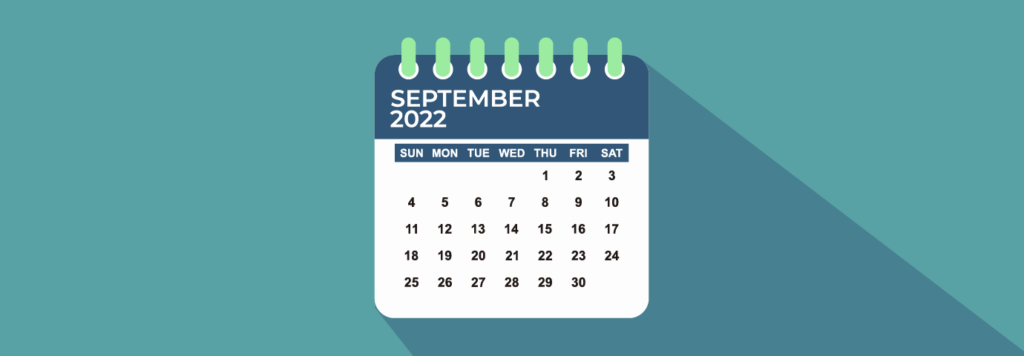 Calendar for the month of September 2022